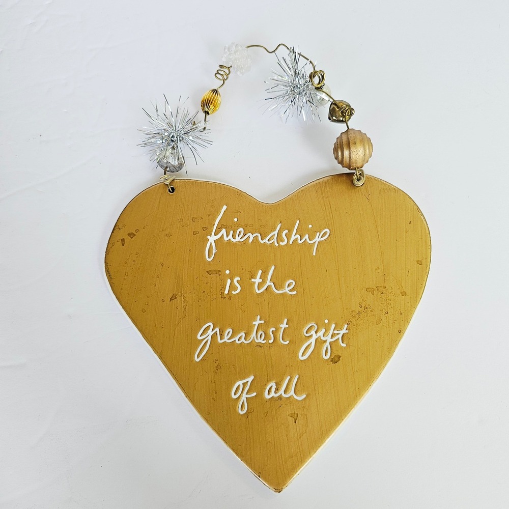 2005 Sandra Magsamen Dept 56 Friendship Heart Plaque Gold Ceramic Wall Decor